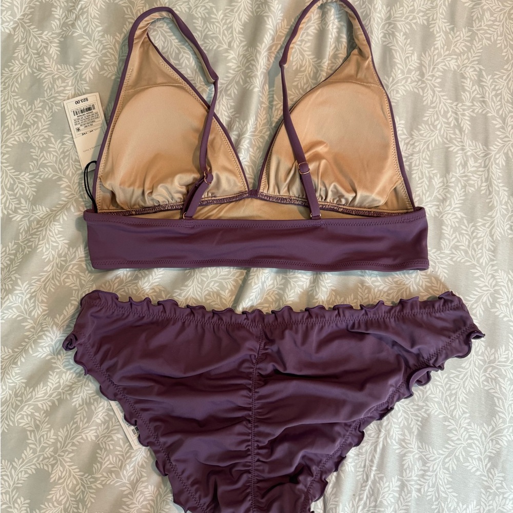 Shade & Shore Purple Ruffle Triangle Bikini Set - Picture 4 of 8